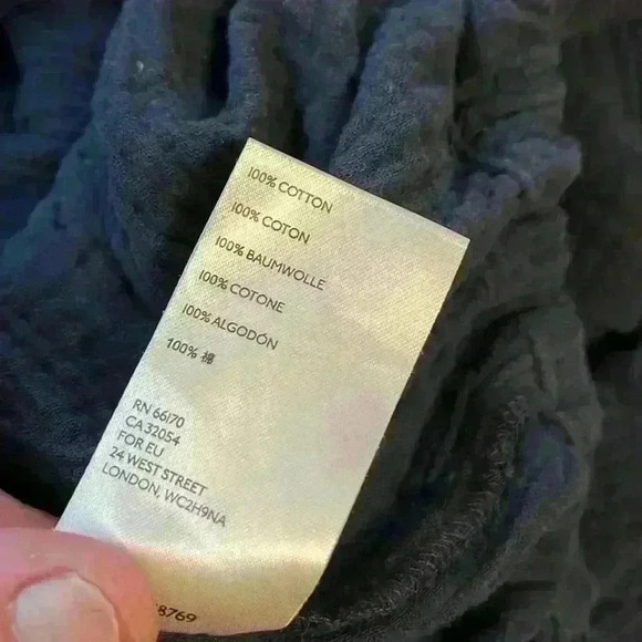 FREE PEOPLE Navy Long Sleeve Boho Blouse Size Small​ - Picture 6 of 8